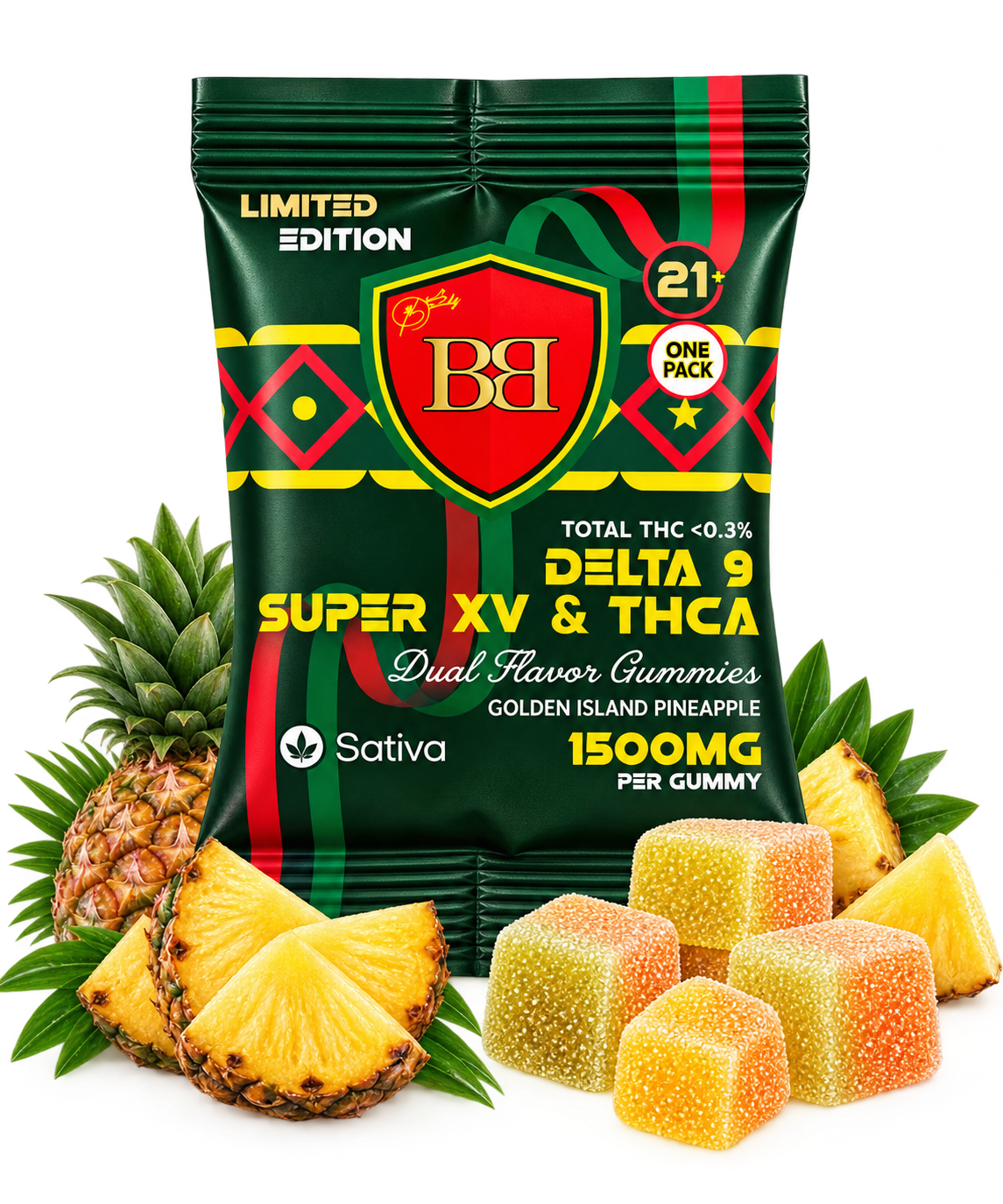 Bud Buddy Super XV THCA + Delta 9 THC Dual Flavor Gummies 1500mg 1 Count - Image 3