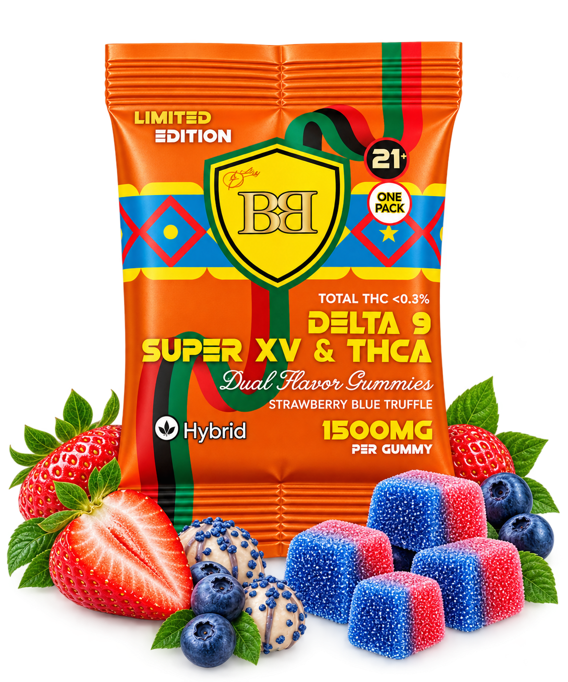 Bud Buddy Super XV THCA + Delta 9 THC Dual Flavor Gummies 1500mg 1 Count - Image 5