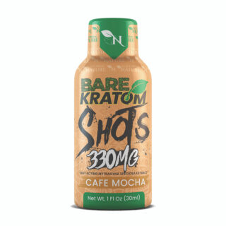 Bare Kratom Cafe Mocha Shot 330mg fast acting Mitragyna Speciosa extract 30ml bottle