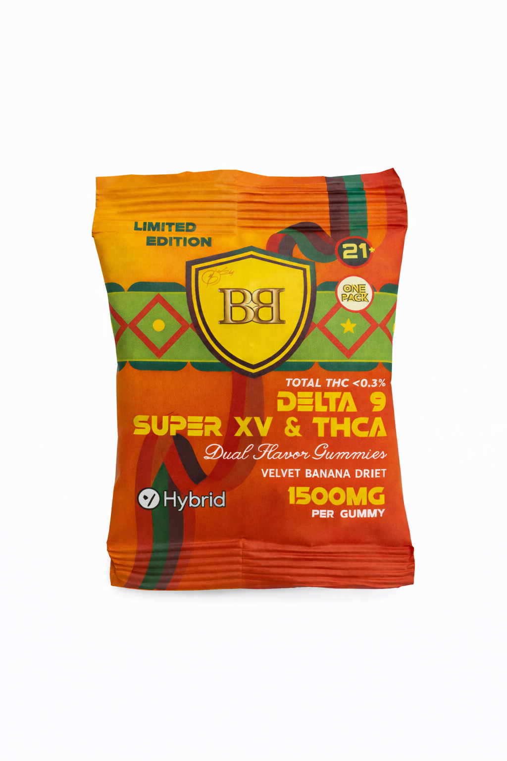bud buddy thca delta 9 super xv gummy velvet banana drift dual flavor 1500mg 1ct