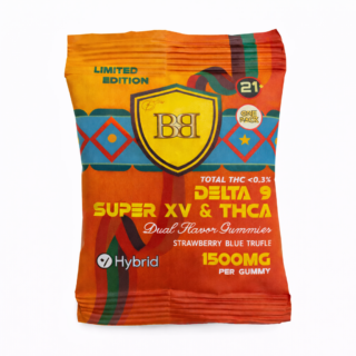 bud buddy thca delta 9 super xv gummy strawberry blue truffle dual flavor 1500mg 1ct
