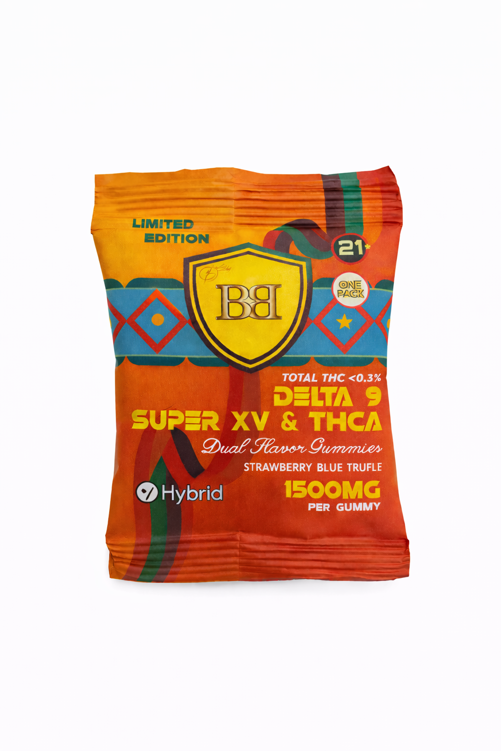 bud buddy thca delta 9 super xv gummy strawberry blue truffle dual flavor 1500mg 1ct