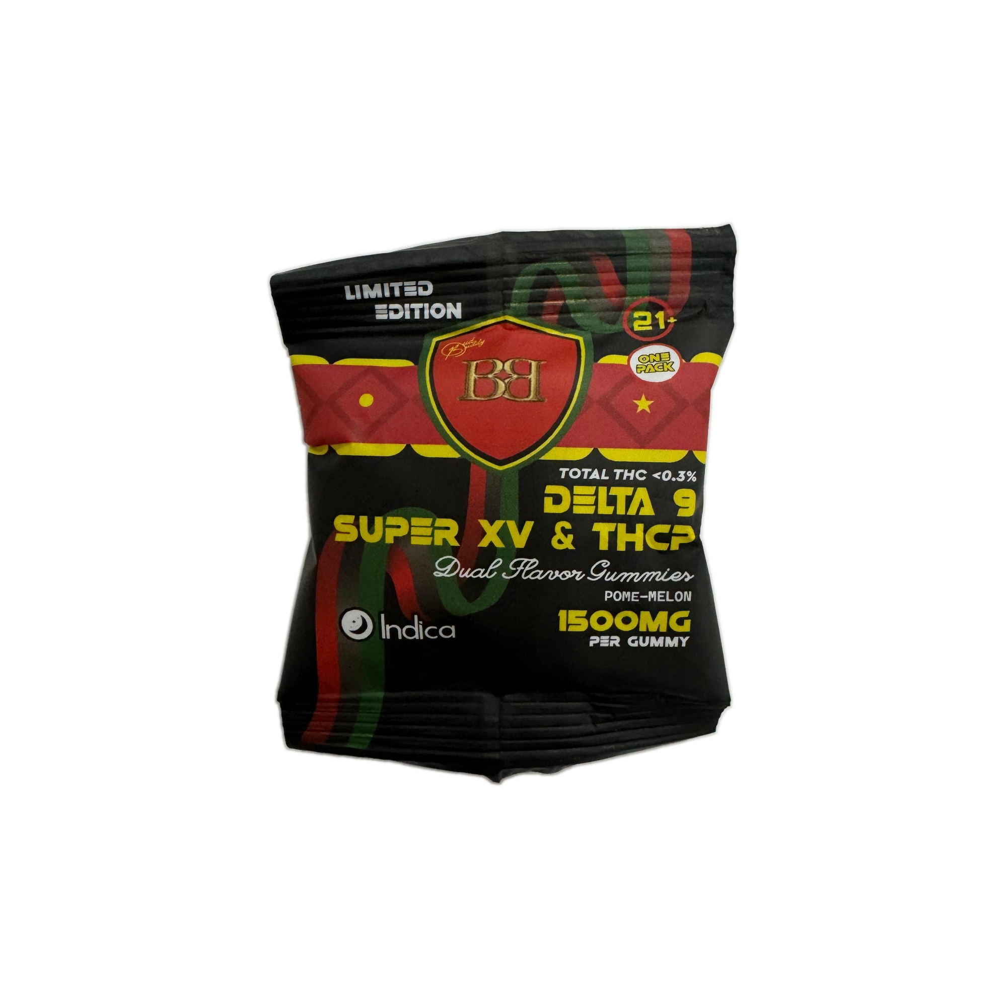 bud buddy super xv delta 9 thcp gummy pome-melon dual flavor 1500mg