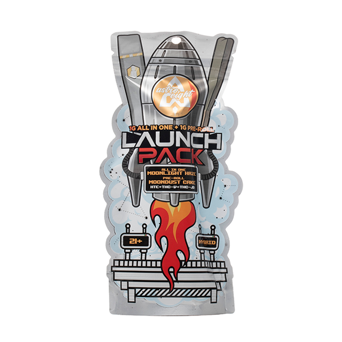 Astro Eight Launch Pack AIO + Pre Roll Moonlight Haze + Moondust Cake Hybrid THC-V THC-JD HTE 2G