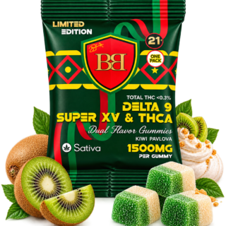 Bud Buddy Super XV THCA + Delta 9 THC Dual Flavor Gummies 1500mg 1 Count