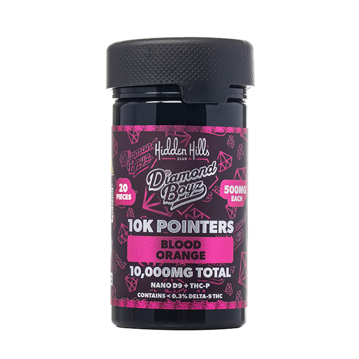 Hidden Hills Diamond Boyz 10K Pointers Gummies Blood Orange 10,000mg jar