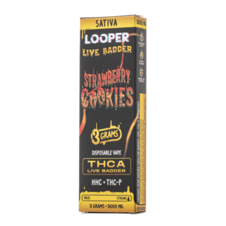 Looper Live Badder Disposable Vape 3G Strawberry Cookies THCa HHC THC-P live badder