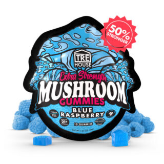 TRĒ House Extra-Strength Mushroom Gummies Blue Raspberry flavor 10-count pouch Neurotonin formula