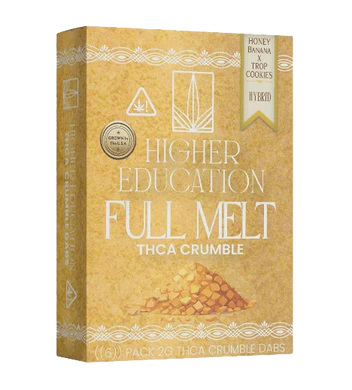 higher education full melt thca crumble honey banana x trop cookies hybrid