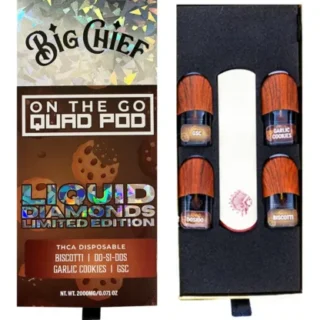 big chief on the go quad pod liquid diamonds thca disposable biscotti do si dos garlic cookies gsc