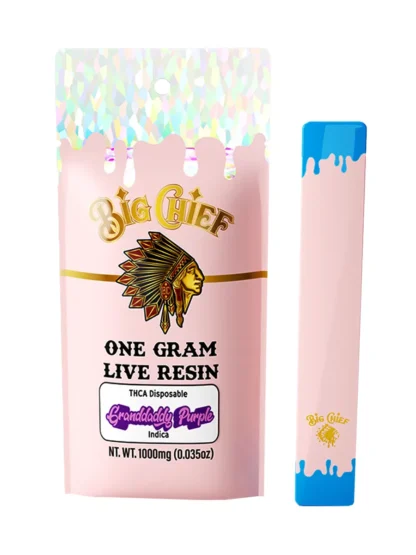 big chief live resin thca disposable 1g granddaddy purple indica