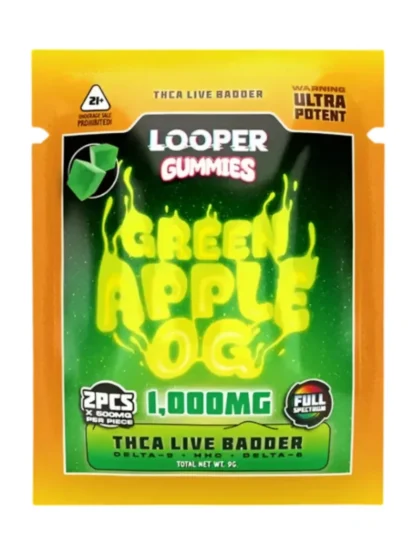 Looper THCa Live Badder Gummies 2ct 1000mg Green Apple OG
