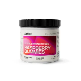JustCBD Extra Strength CBD Gummies Raspberry 2000mg 50mg per gummy 40 count