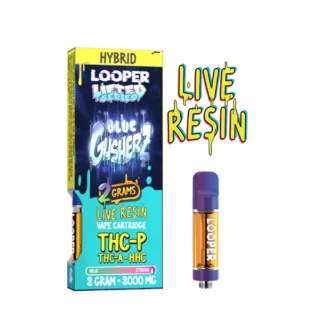 Looper Lifted Series Live Resin Vape Cartridge 2g Blue Gusherz THC-P THC-A HHC