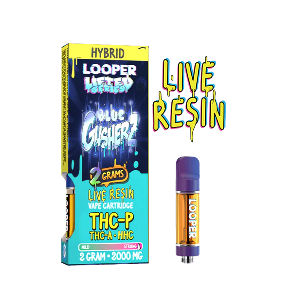 Looper Lifted Series Live Resin Vape Cartridge 2g Blue Gusherz THC-P THC-A HHC