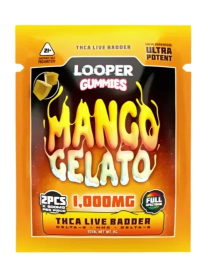 Looper THCa Live Badder Gummies 2ct 1000mg Mango Gelato