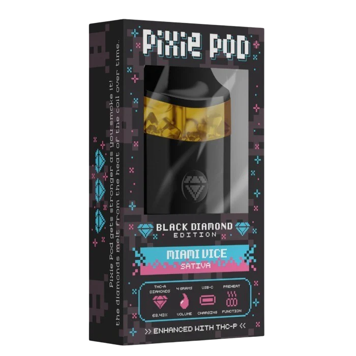 Pixie Pod Black Diamond Edition disposable vape 4ml Miami Vice sativa