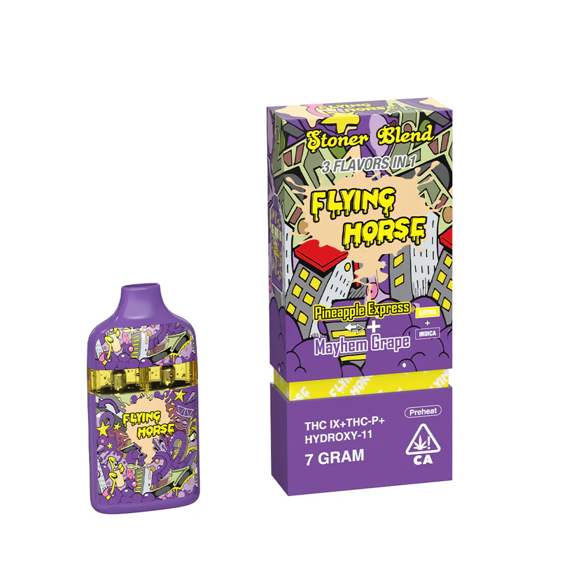 Flying Horse Stoner Blend Disposable 7g THCA THCP Hydroxy 11 Pineapple Express Mayhem Grape