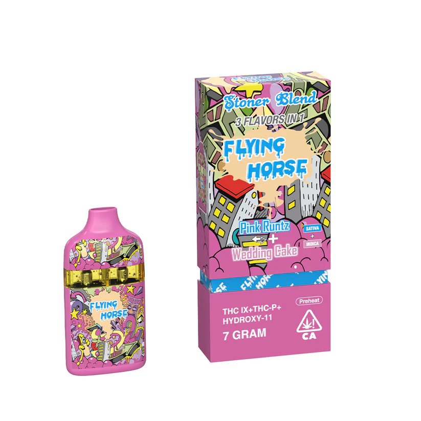 Flying Horse Stoner Blend Disposable 7g THCA THCP Hydroxy 11 Pink Runtz Wedding Cake