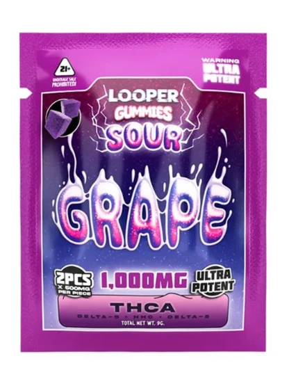 Looper THCa Live Badder Gummies 2ct 1000mg Sour Grape
