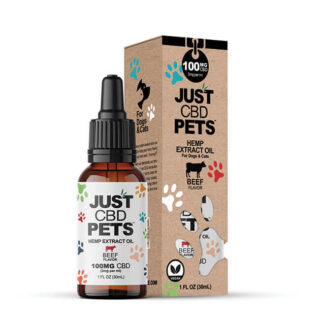 Just CBD Pets Hemp Extract Oil 100mg Beef Flavor tincture for dogs and cats 1oz