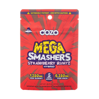 DOZO Mega Smashers Gummies 6250mg 5ct THC-P THC-A Delta-8 Strawberry Runtz Hybrid