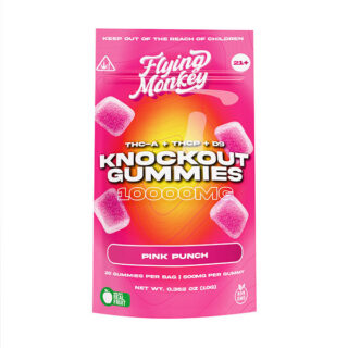 Flying Monkey Knockout Gummies 20ct | 10,000mg | Delta-9 + THCA + THCP - Pink Punch