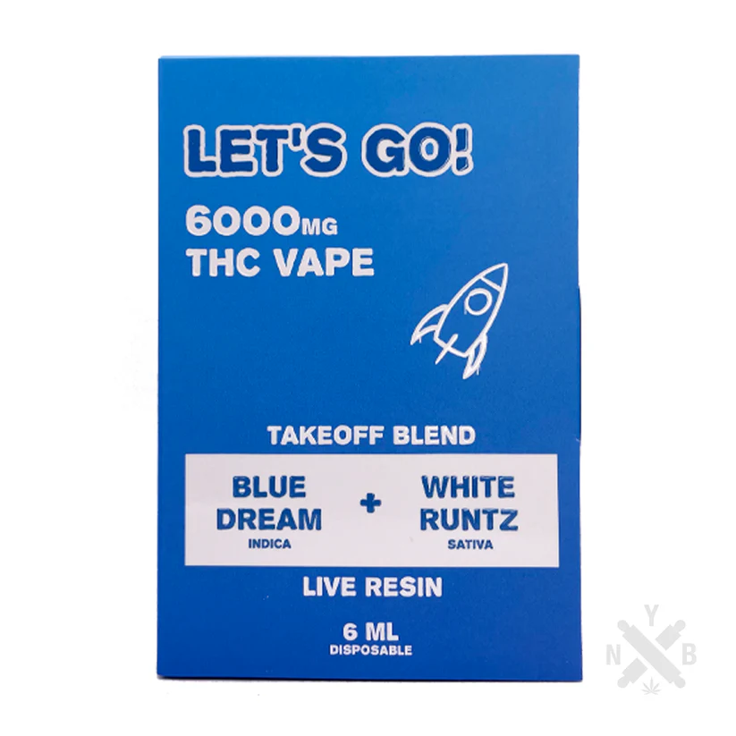 Jelly NYB Let’s Go 6mL Disposable Live Resin THC Vape 6000mg Blue Dream + White Runtz