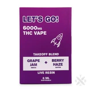 Jelly NYB Let’s Go 6mL Disposable Live Resin THC Vape 6000mg Grape Jam + Berry Haze