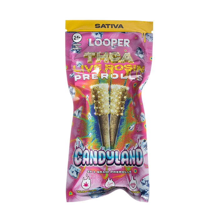 Looper THCA Live Rosin Pre Rolls Candyland 2g pack sativa