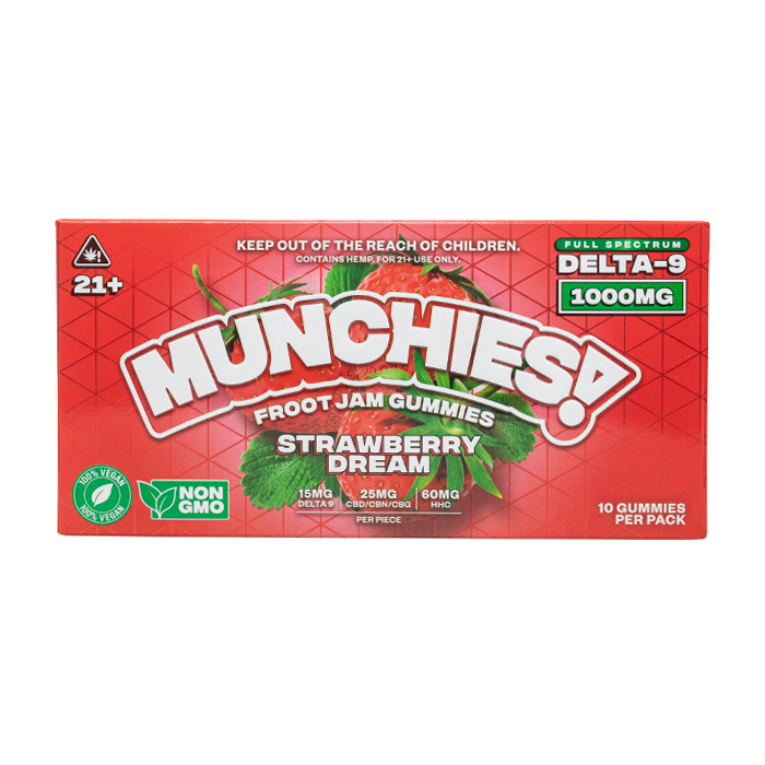 munchies froot jam gummies 1000mg strawberry dream full spectrum delta 9 10ct