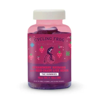 Cycling Frog Strawberry Rhubarb Live Resin Gummies 10mg THC 10mg CBD