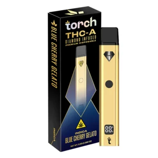 Torch - Diamond Infused - Disposable Vape -THC-A ,Delta 8, HHC, THC-P - Blue -Cherry Gelato - Indica -2.5G