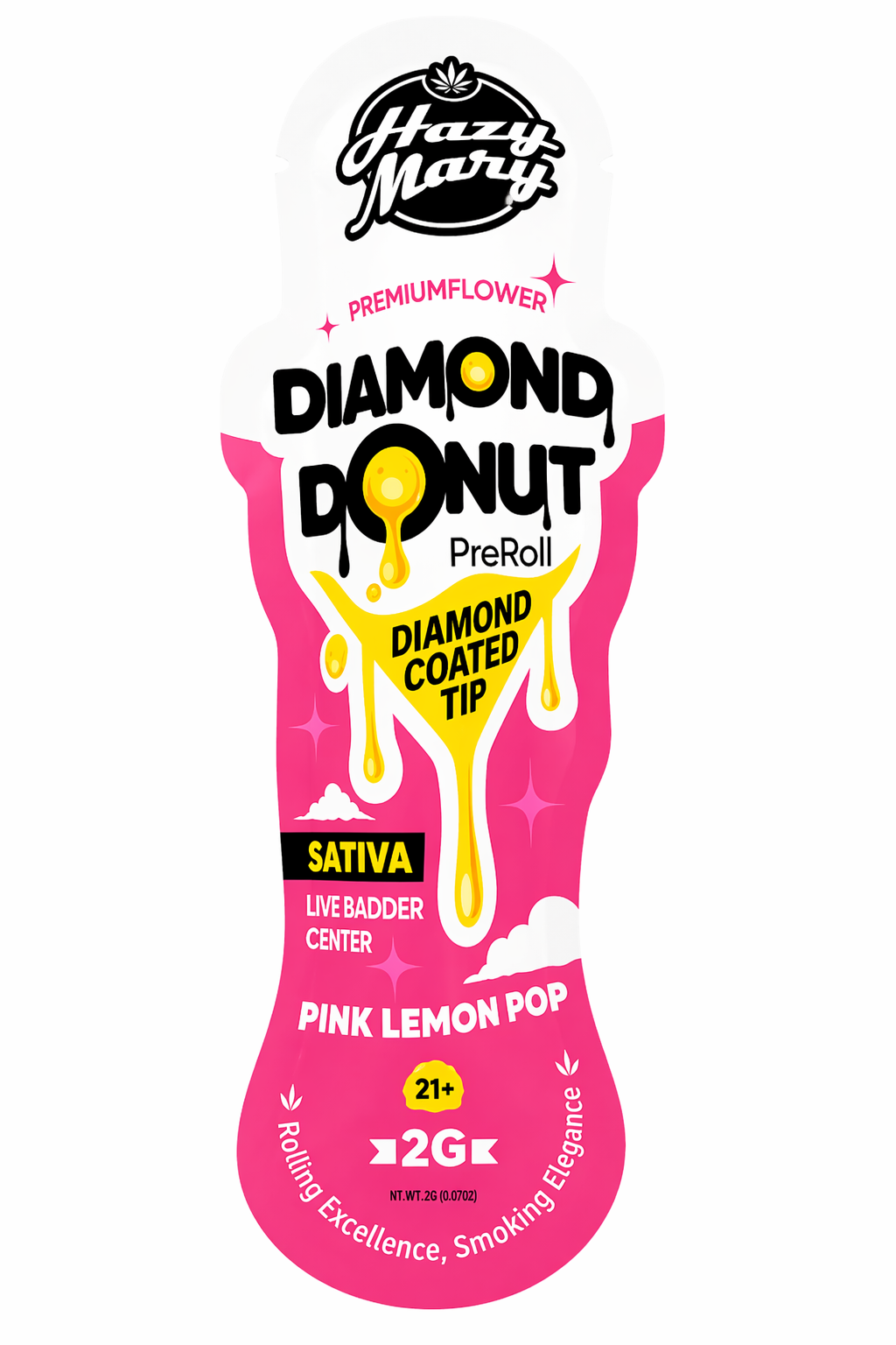 hazymary-diamond-donut-preroll-pink-lemon-pop-2g