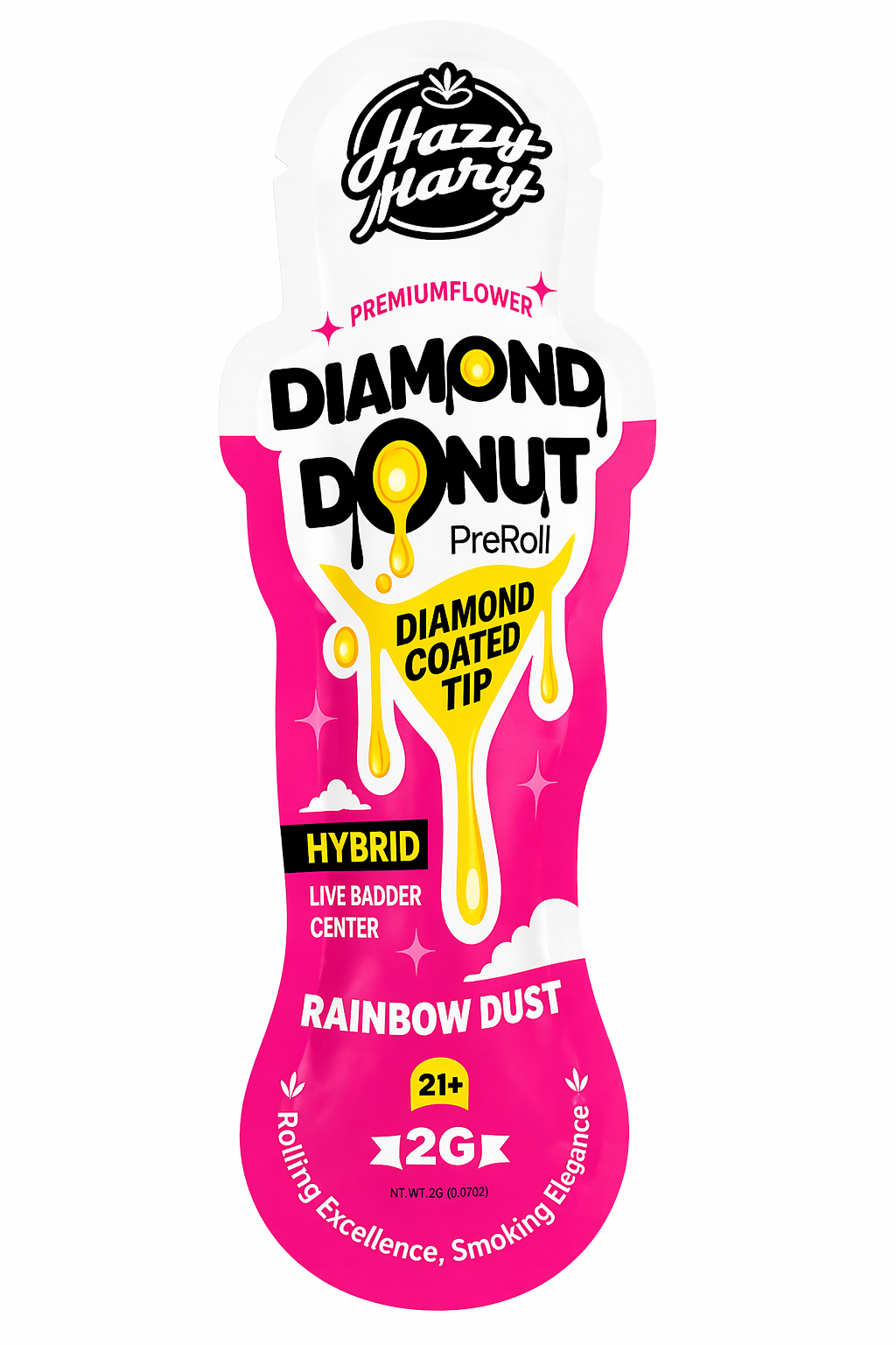 hazymary-diamond-donut-preroll-tchp-rainbow-dust-2g