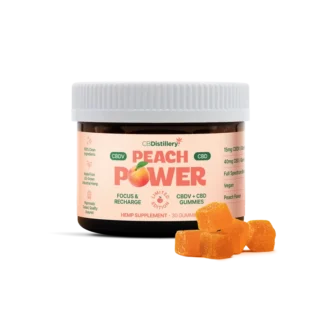 CBDistillery  Peach Power Full Spectrum CBDV + CBD Gummies  Peach  – 30 Count