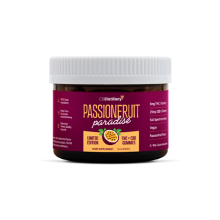CBDistillery Passionfruit Paradise THC + CBD Gummies – 5mg THC + 25mg CBD – Passionfruit – 30 Ct
