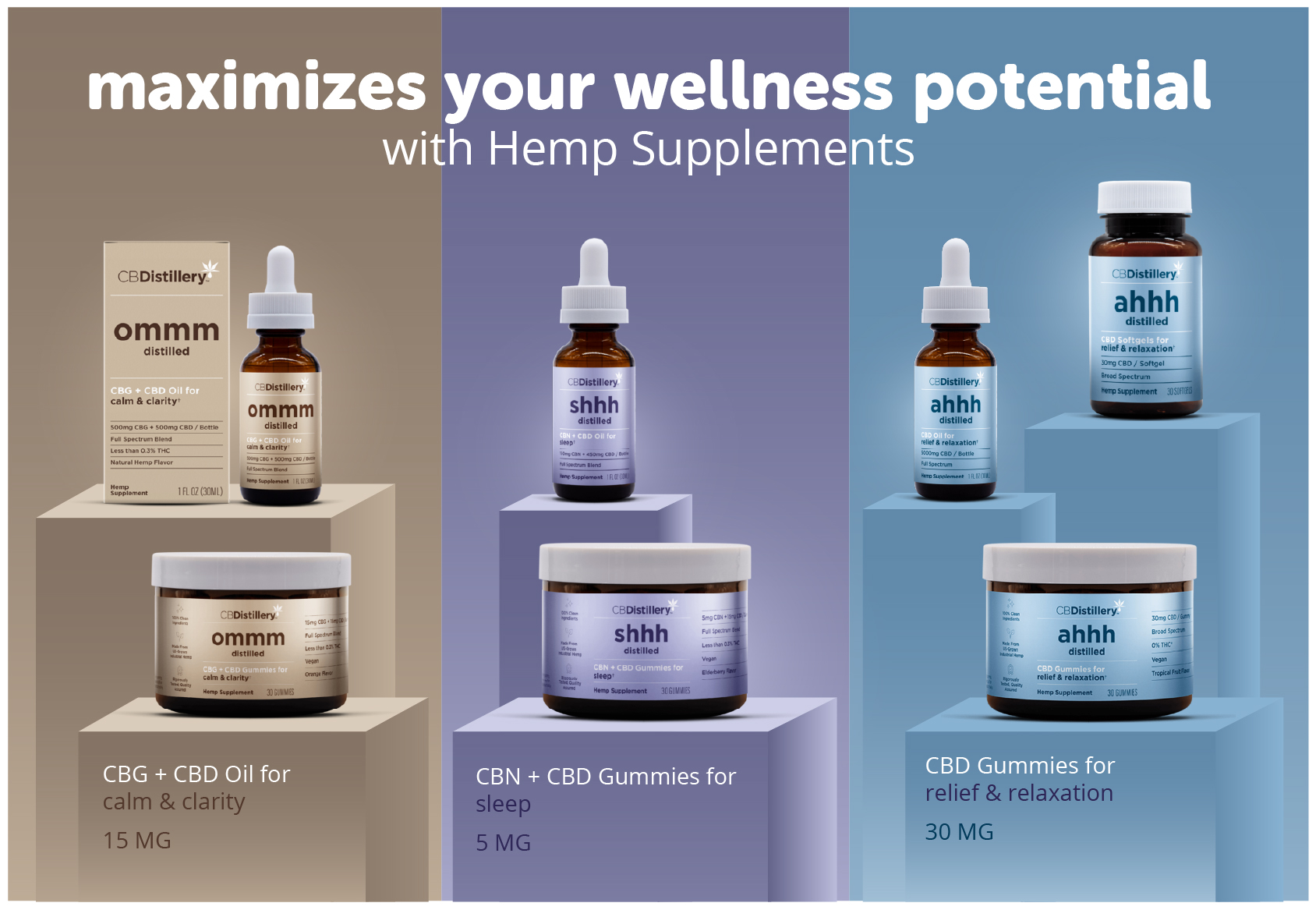 CBDistillery – ahhh Distilled Relief & Relaxation Broad Spectrum CBD Oil – 1000MG–2500MG – 30mL